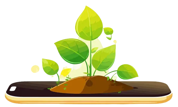 Mobile phone showing tree planting